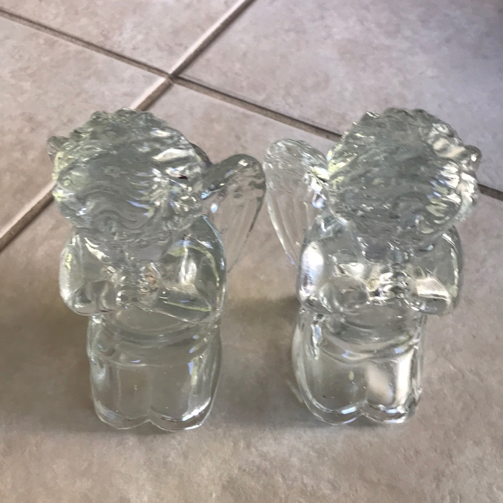 Pair of Clear Crystal  Angels  Candleholders - Picture 2 of 12